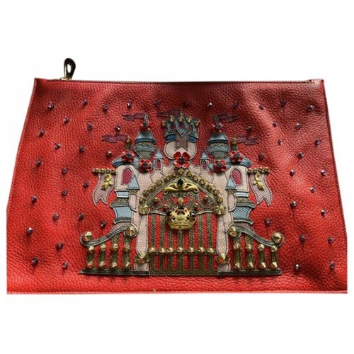 Pre-owned Dolce & Gabbana Leather Clutch Bag In Red