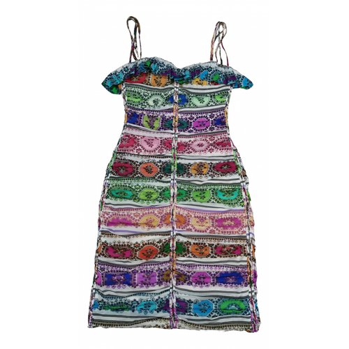 Pre-owned Roberto Cavalli Silk Mini Dress In Multicolour