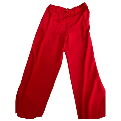 Pre-owned Pierre Cardin Silk Large Pants In Red