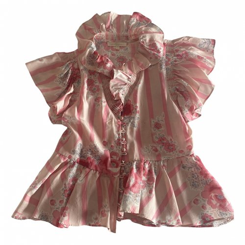 Pre-owned Loveshackfancy Silk Blouse In Pink