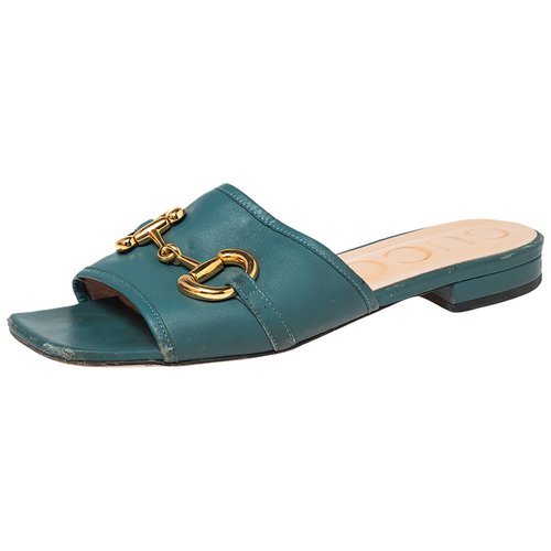 Pre-owned Gucci Leather Sandal In Blue