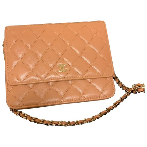 Pre-owned Chanel Wallet On Chain Leather Crossbody Bag In Pink