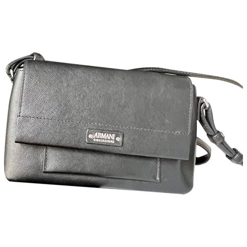 Pre-owned Armani Collezioni Leather Crossbody Bag In Black