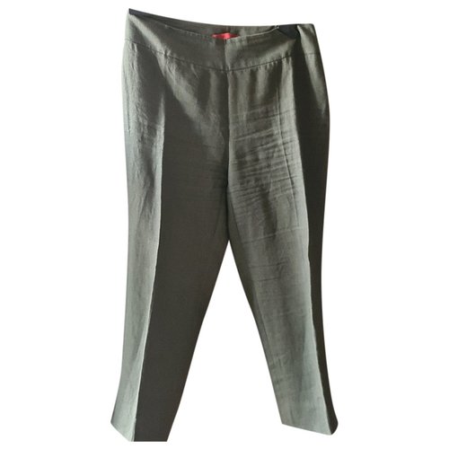Pre-owned Les Copains Linen Trousers In Green