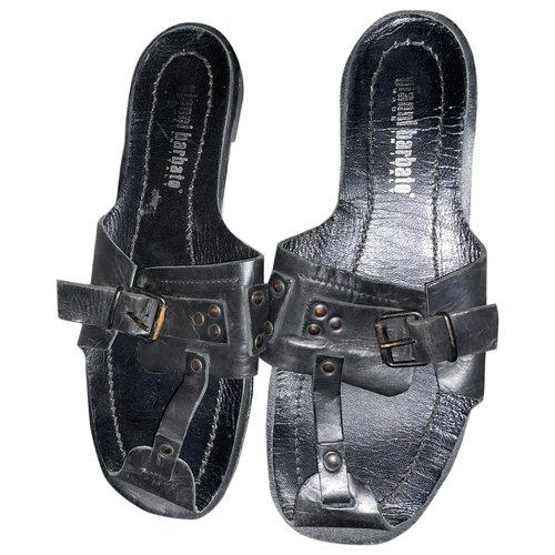 Pre-owned Gianni Barbato Leather Mules In Black