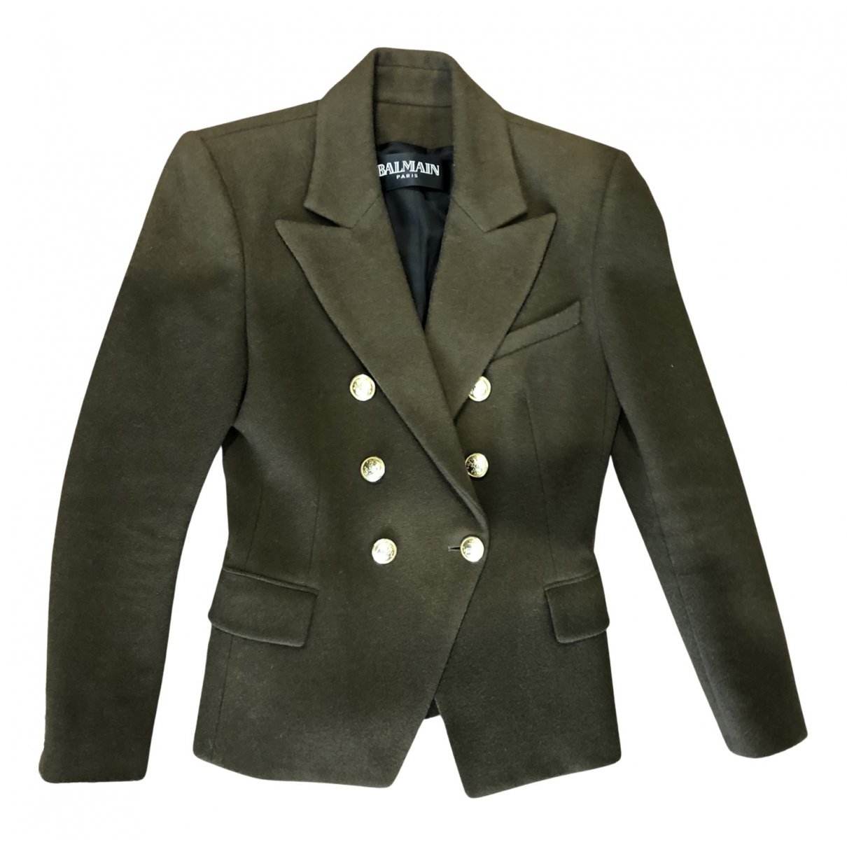Pre-owned Balmain Wool Blazer In Khaki 