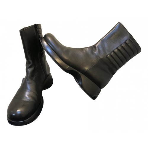Pre-owned Alberto Guardiani Leather Ankle Boots In Black
