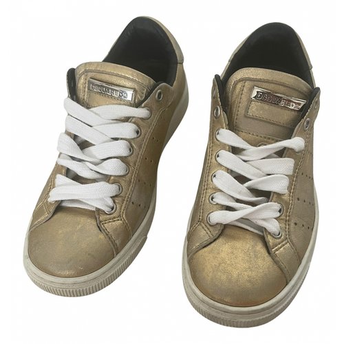 Pre-owned Dsquared2 Leather Trainers In Gold