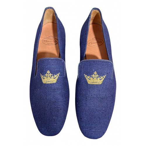 Pre-owned Church's Cloth Flats In Blue