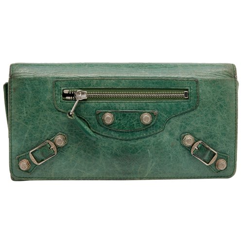 Pre-owned Balenciaga Leather Wallet In Green