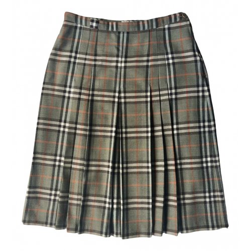 Pre-owned Burberry Wool Mid-length Skirt In Khaki