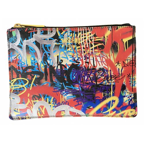 Pre-owned Moschino Leather Clutch Bag In Multicolour
