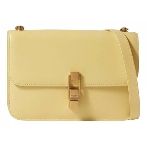 Pre-owned Saint Laurent Carré Leather Crossbody Bag In Yellow