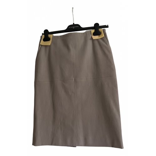 Pre-owned Fabiana Filippi Leather Mid-length Skirt In Beige