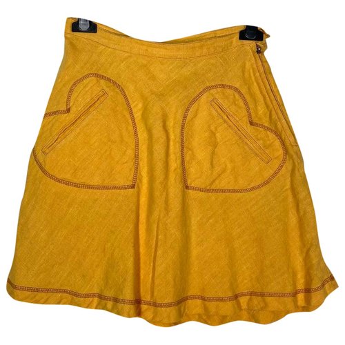 Pre-owned Moschino Linen Mini Skirt In Yellow