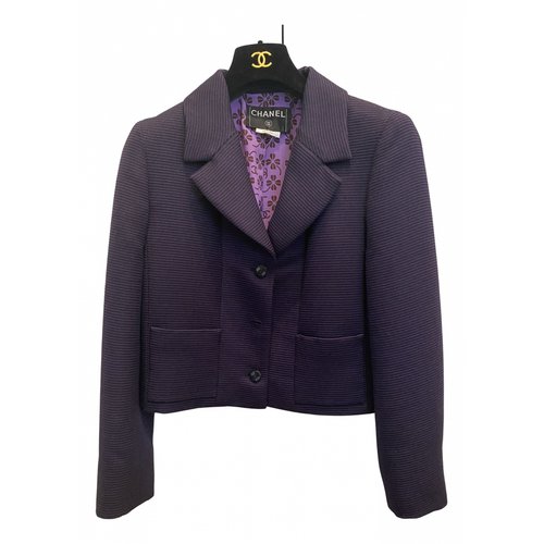 Pre-owned Chanel Wool Short Vest In Purple