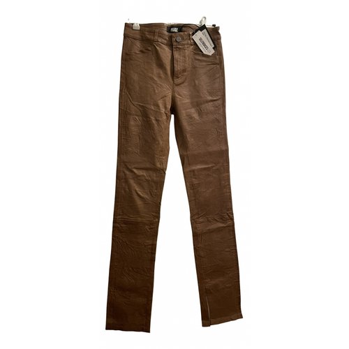 Pre-owned Paige Leather Trousers In Brown