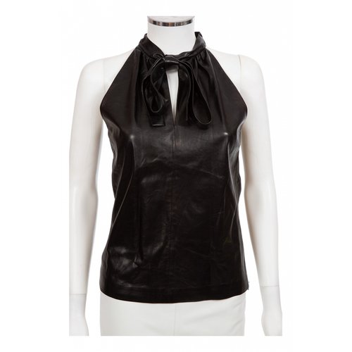 Pre-owned Gucci Leather Blouse In Black
