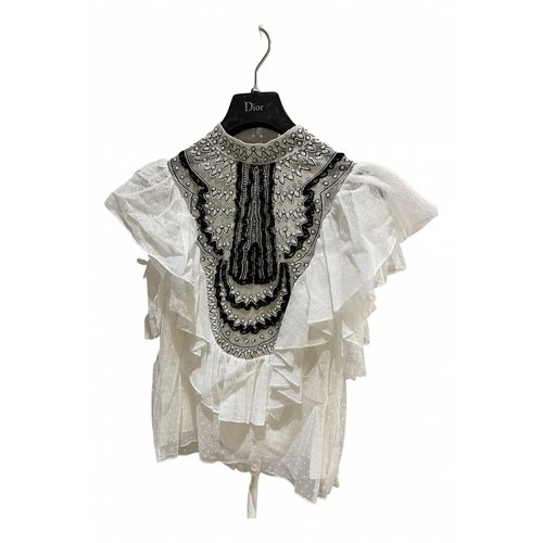 Pre-owned Dior Lace Blouse In White