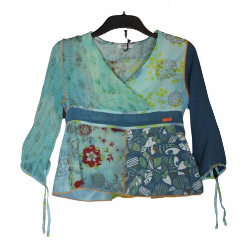 Pre-owned Dkny Silk Blouse In Turquoise