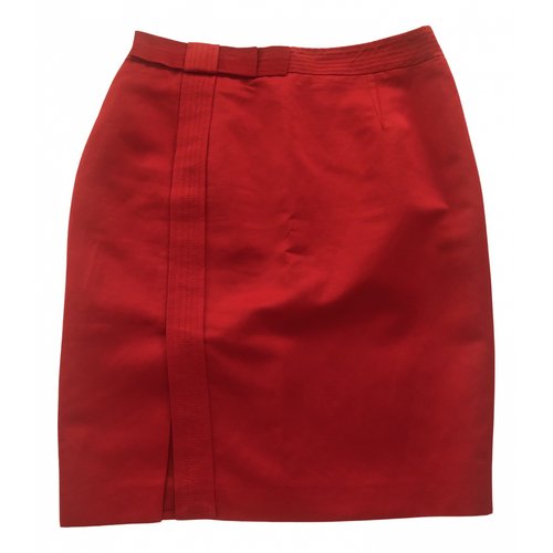 Pre-owned Carolina Herrera Linen Skirt Suit In Red