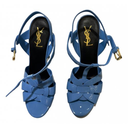 Pre-owned Saint Laurent Patent Leather Sandals In Blue