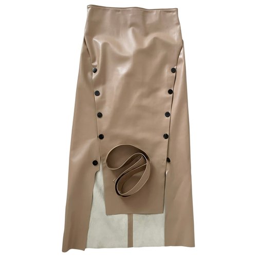 Pre-owned A.w.a.k.e. Mid-length Skirt In Beige