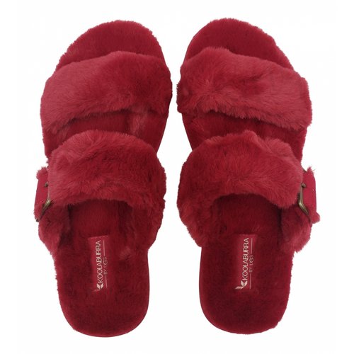 Pre-owned Ugg Faux Fur Sandal In Red