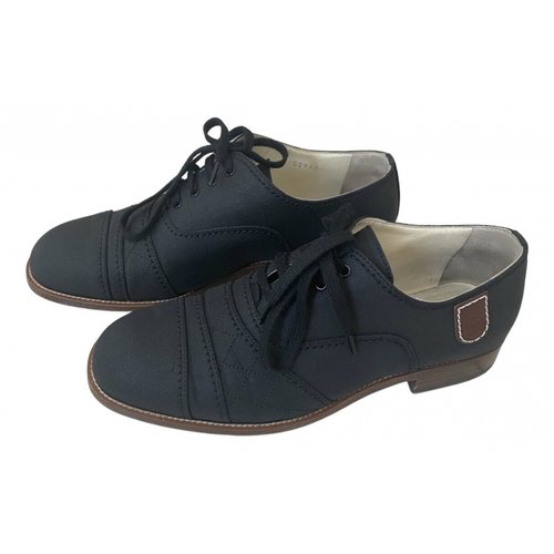 Pre-owned Chanel Cloth Lace Ups In Anthracite