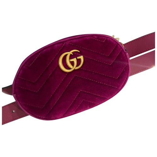 Pre-owned Gucci Velvet Handbag In Burgundy