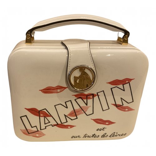 Pre-owned Lanvin Bento Patent Leather Handbag In White
