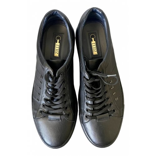 Pre-owned Zilli Leather Low Trainers In Black
