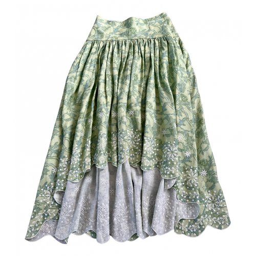 Pre-owned Amur Linen Mid-length Skirt In Green