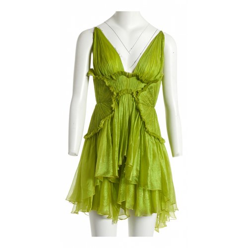 Pre-owned Maria Lucia Hohan Silk Mini Dress In Green | ModeSens