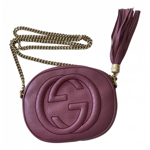 Pre-owned Gucci Soho Chain Leather Crossbody Bag In Purple