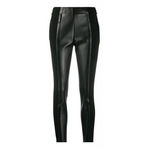 Pre-owned Burberry Vegan Leather Slim Pants In Black