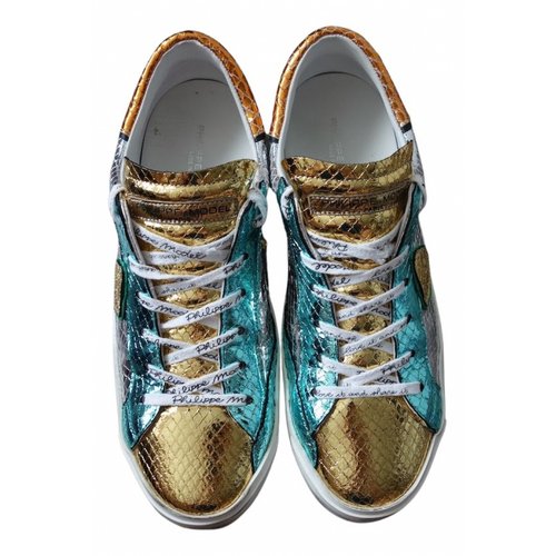 Pre-owned Philippe Model Leather Trainers In Metallic