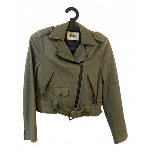 Pre-owned Acne Studios Leather Jacket In Khaki
