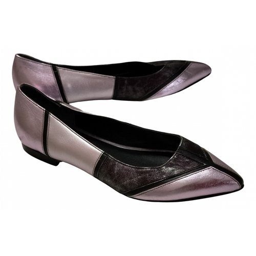 Pre-owned Trussardi Leather Ballet Flats In Purple