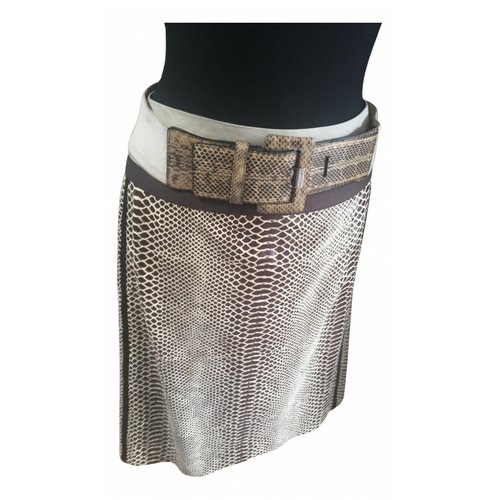 Pre-owned Max Mara Leather Mid-length Skirt In Multicolour