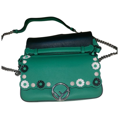 Pre-owned Fendi Baguette Cage Leather Crossbody Bag In Green