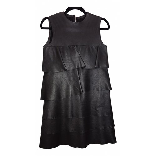 Pre-owned Celine Leather Mini Dress In Black