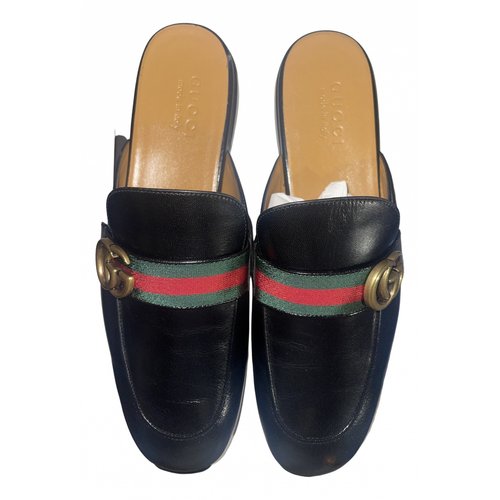 Pre-owned Gucci Princetown Leather Sandals In Black