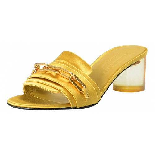 Pre-owned Burberry Cloth Sandal In Yellow