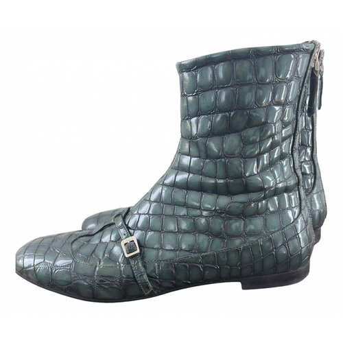 Pre-owned N°21 Leather Ankle Boots In Green