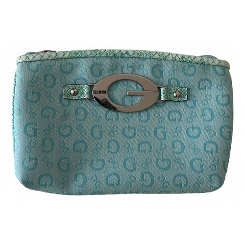 Pre-owned Guess Cloth Wallet In Blue