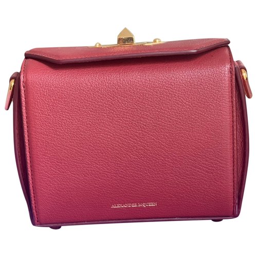Pre-owned Alexander Mcqueen Box 16 Leather Handbag In Burgundy