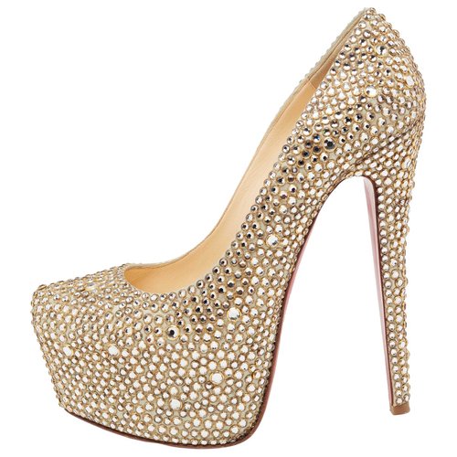 Pre-owned Christian Louboutin Leather Flats In Metallic
