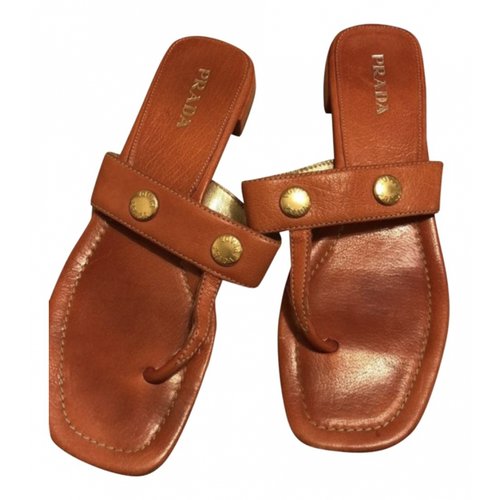 Pre-owned Prada Leather Sandals In Orange