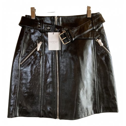 Pre-owned Claudie Pierlot Fall Winter 2020 Leather Mini Skirt In Black